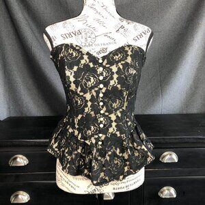 Strapless Black Lace Bustier Corset by Monteau Sz L